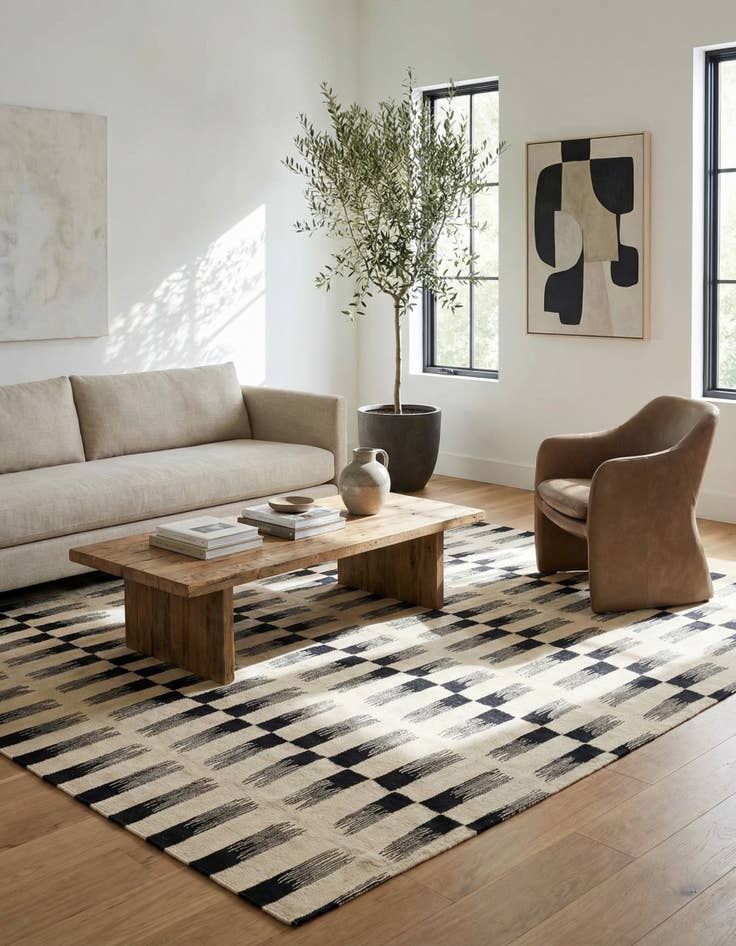 Detail image of 6' x 7'  Hand Woven Kilim Modern Wool Square Rug