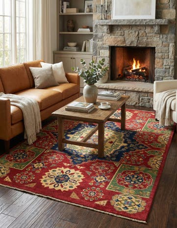 5' 7 x 8' 3 Hand Knotted Kazak Rug