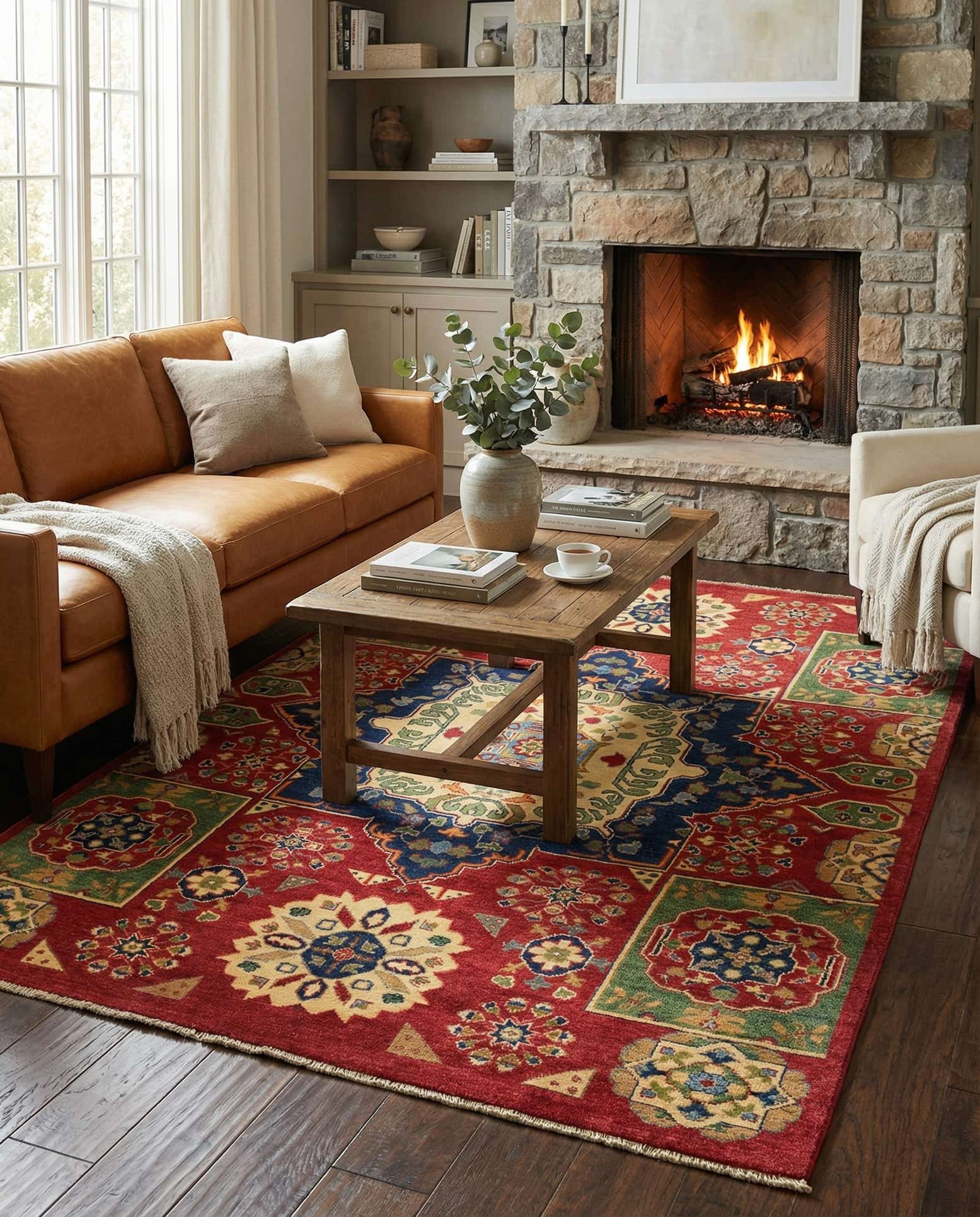 5' 7 x 8' 3 Hand Knotted Kazak Rug
