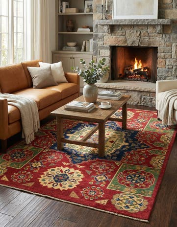 5' 7 x 8' 3 Hand Knotted Kazak Rug