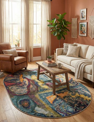 4' 1 x 6' 1 Washable Haerfest Oval Rug