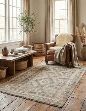 3' 3 x 5' 3 Hand Woven Kilim Maymana Wool Rug