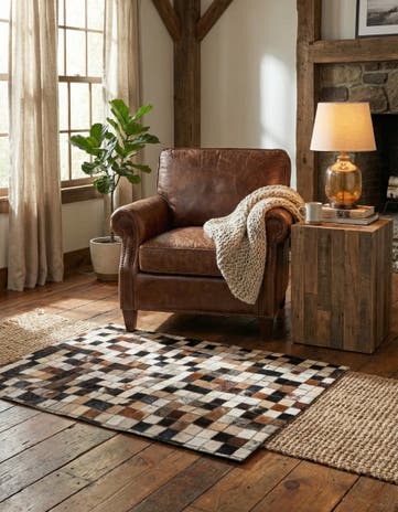 2' x 3' Cowhide Leather Rug