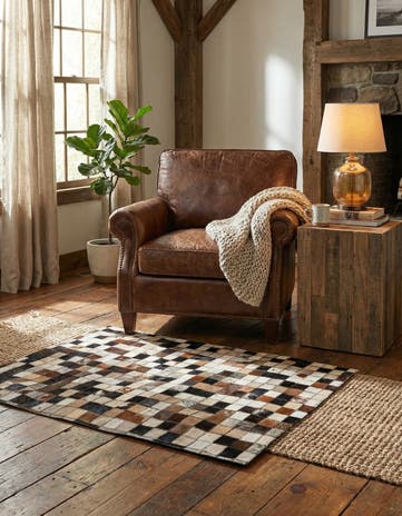 2' x 3' Cowhide Leather Rug