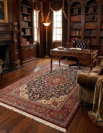4' 6 x 7' 5 Hand Knotted Qom Persian Rug