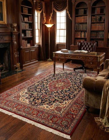 4' 6 x 7' 5 Hand Knotted Qom Persian Rug