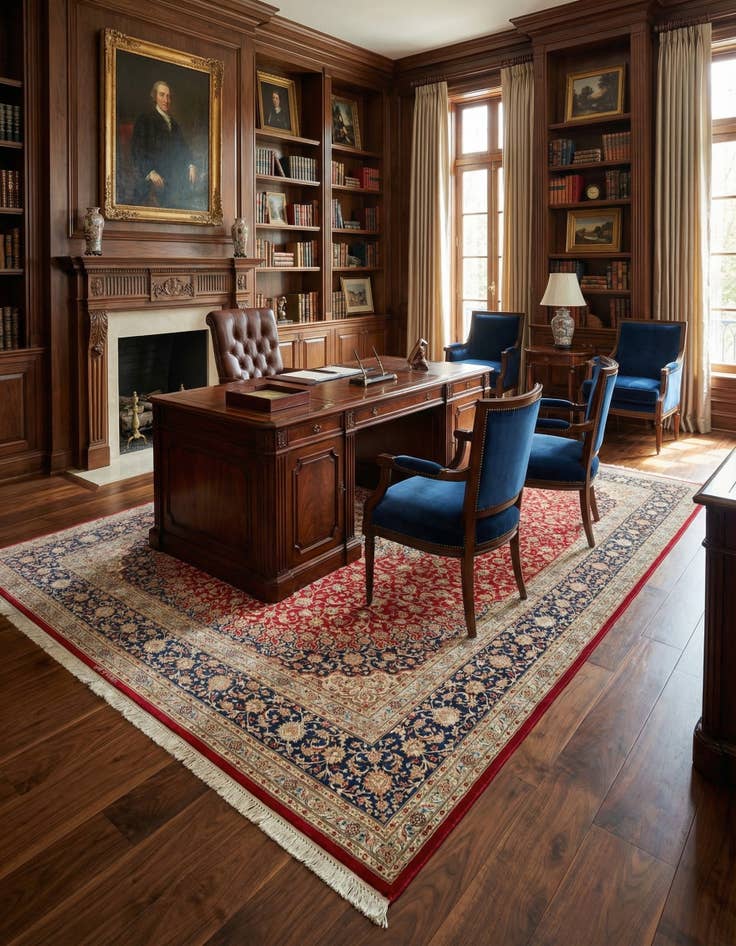 Detail image of 8' 1 x 11' 6 Ghom Silk Rug