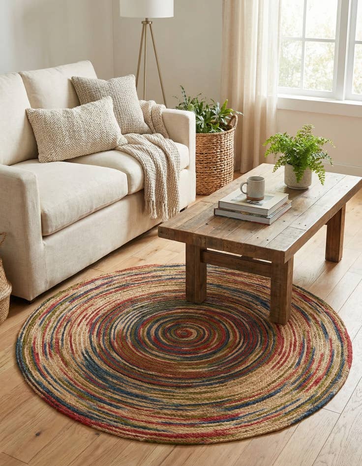 Detail image of 6' 1 x 6' 1  Hand Braided Jute Round Rug