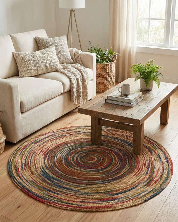 6' 1 x 6' 1 Handmade Braided Jute Round Rug
