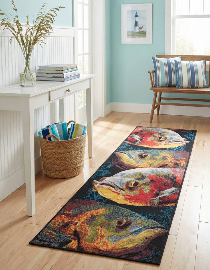 Detail image of  2' x 6'  Washable Coastal Indoor / Outdoor Runner Rug