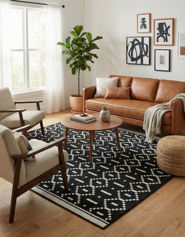 Black Oslo Square Rug