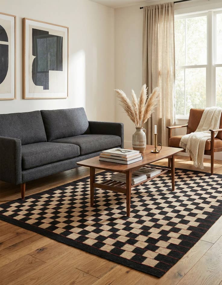 Detail image of  5' 2 x 6' 3  Hand Woven Kilim Modern Wool Rug