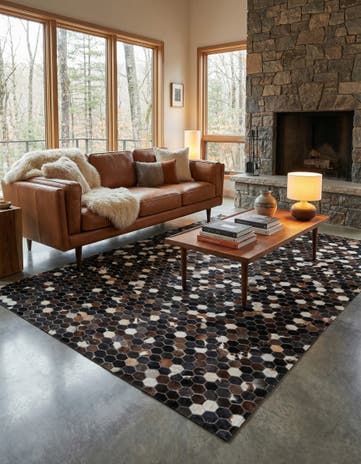 5' 1 x 7' 10 Cowhide Leather Rug