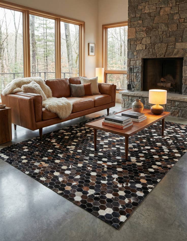 Detail image of  5' 1 x 7' 10 Cowhide Leather Rug