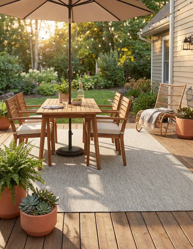 Detail image of 7' 10 x 11' Easy-Clean Solid Indoor / Outdoor Rug