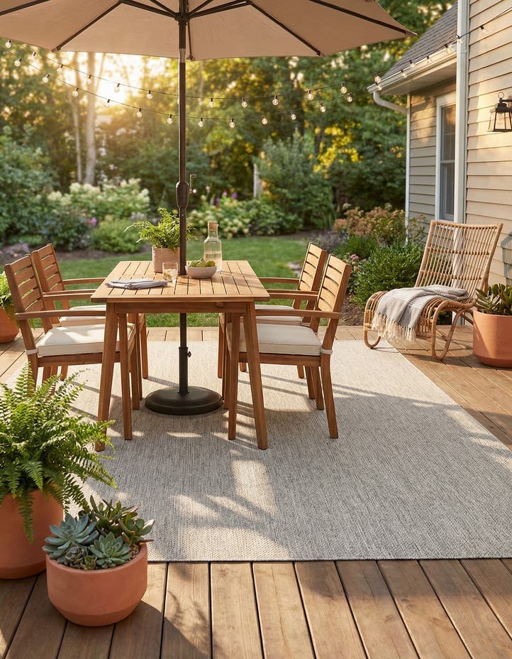 7' 10 x 11' Easy-Clean Solid Indoor / Outdoor ...