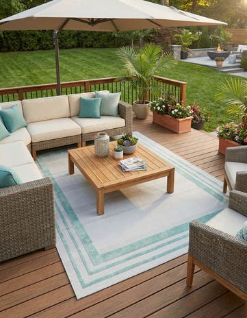 Gray Teal Easy-Clean Aruba Indoor / Outdoor Rug