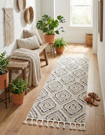 Black and White Cherokee Runner Rug