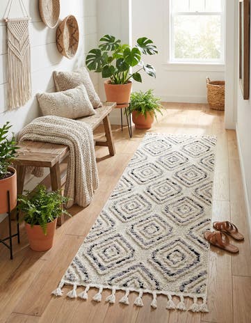 Black and White Cherokee Runner Rug