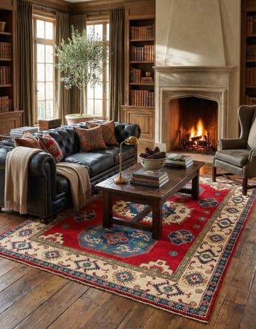 5' 7 x 8' 3 Hand Knotted Kazak Rug