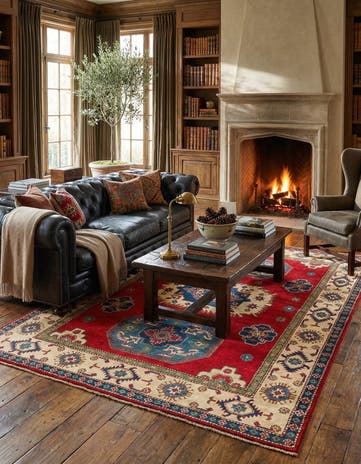5' 7 x 8' 3 Hand Knotted Kazak Rug