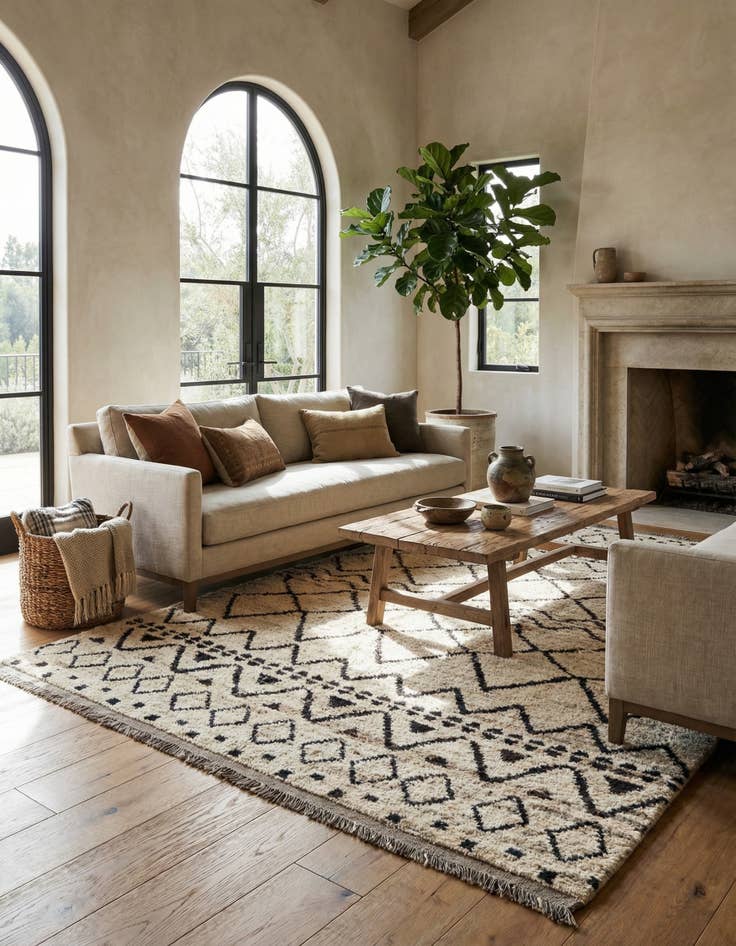 Detail image of  5' 5 x 7' 8  Hand Knotted Moroccan Wool Rug