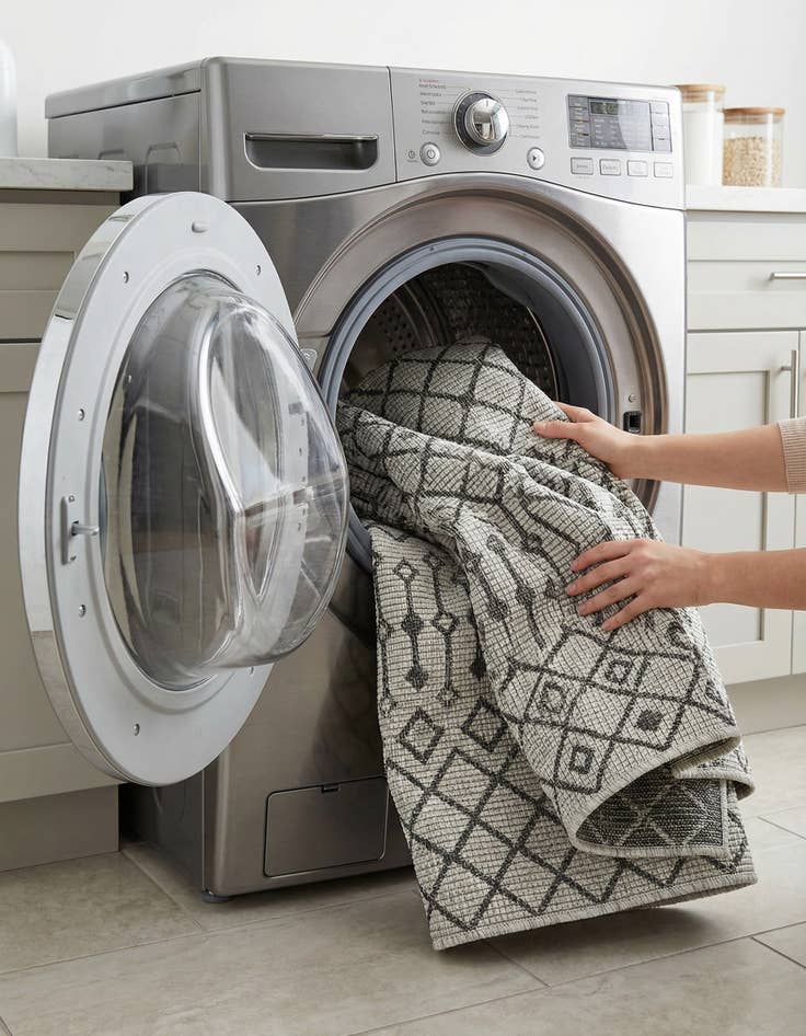 Detail image of 5' 3 x 5' 3  Washable Trellis Indoor / Outdoor Square Rug