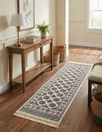 Ivory Bokhara Runner Rug