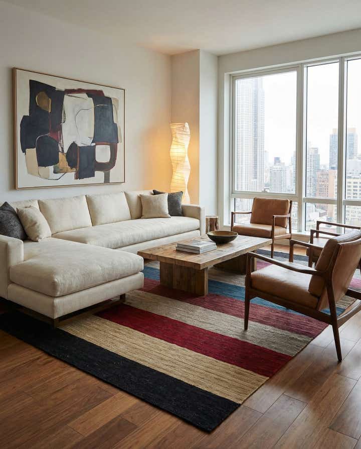 5' 7 x 8' Hand Woven Kilim Modern Wool Rug