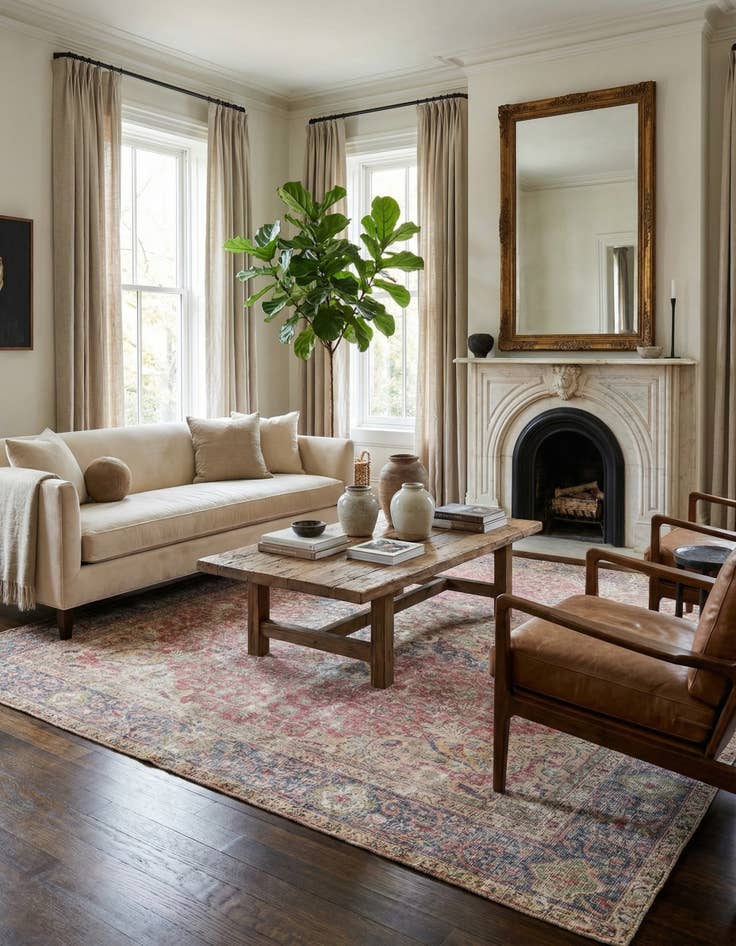 Detail image of  6' 5 x 9' 7  Hand Knotted Ultra Vintage Persian Wool Rug