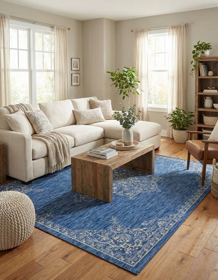 Detail image of 9' x 12'  Washable Traditional Indoor / Outdoor Rug