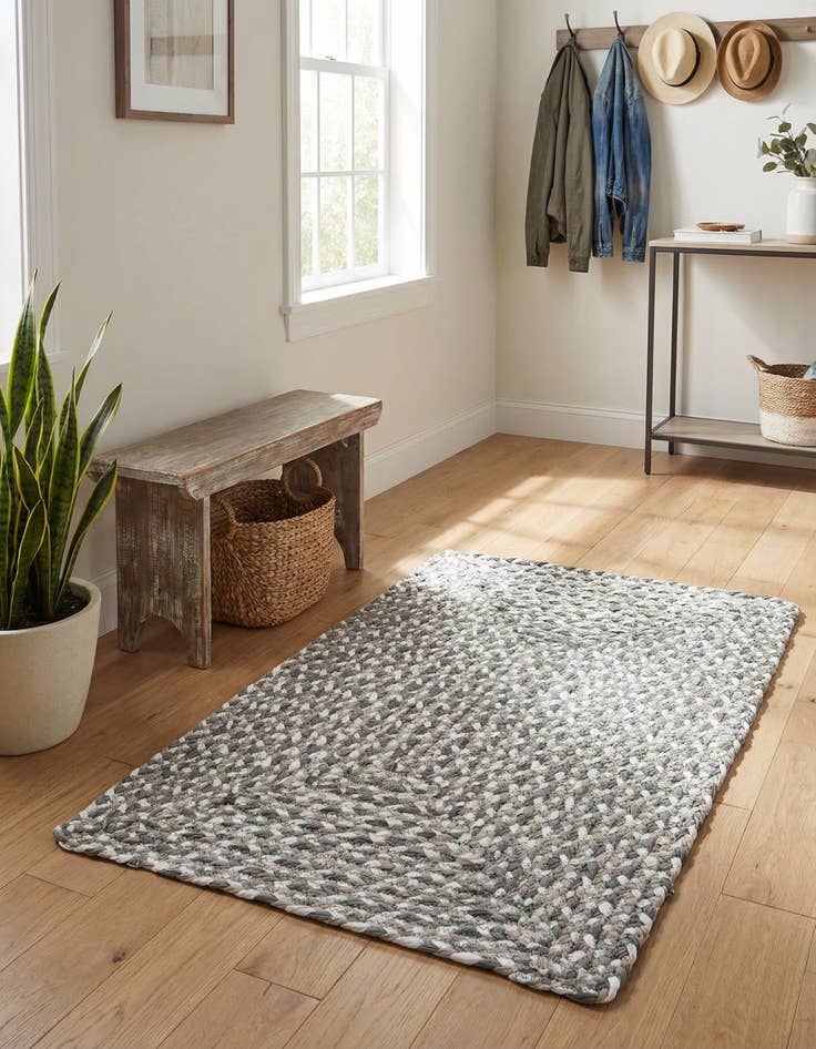 Detail image of  2' x 3' 1  Hand Braided Chindi Rug