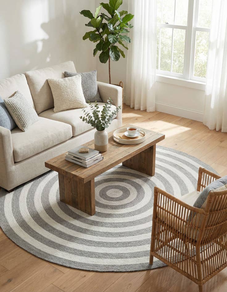 Detail image of 5' 3 x 5' 3  Hand Woven Eco Verse   Washable Indoor / Outdoor Round Rug