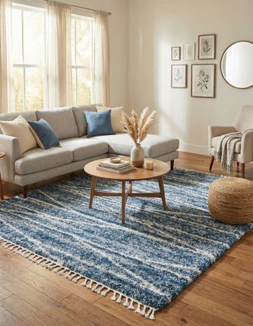 Blue Serenity Shag Square Rug