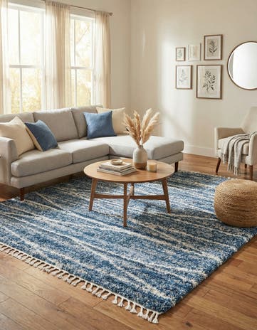 Blue Serenity Shag Square Rug
