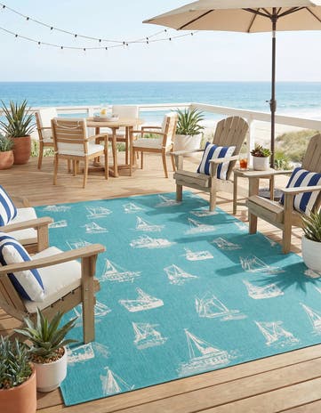 9' x 12' Easy-Clean Coastal Indoor / Outdoor Rug