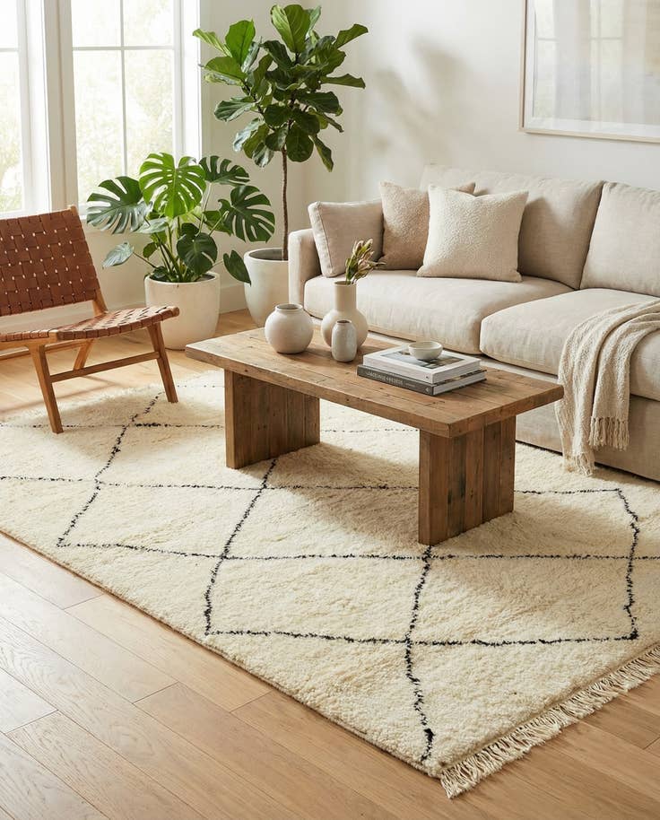 Detail image of 4' 10 x 7' 9 Hand Knotted Moroccan Wool Rug