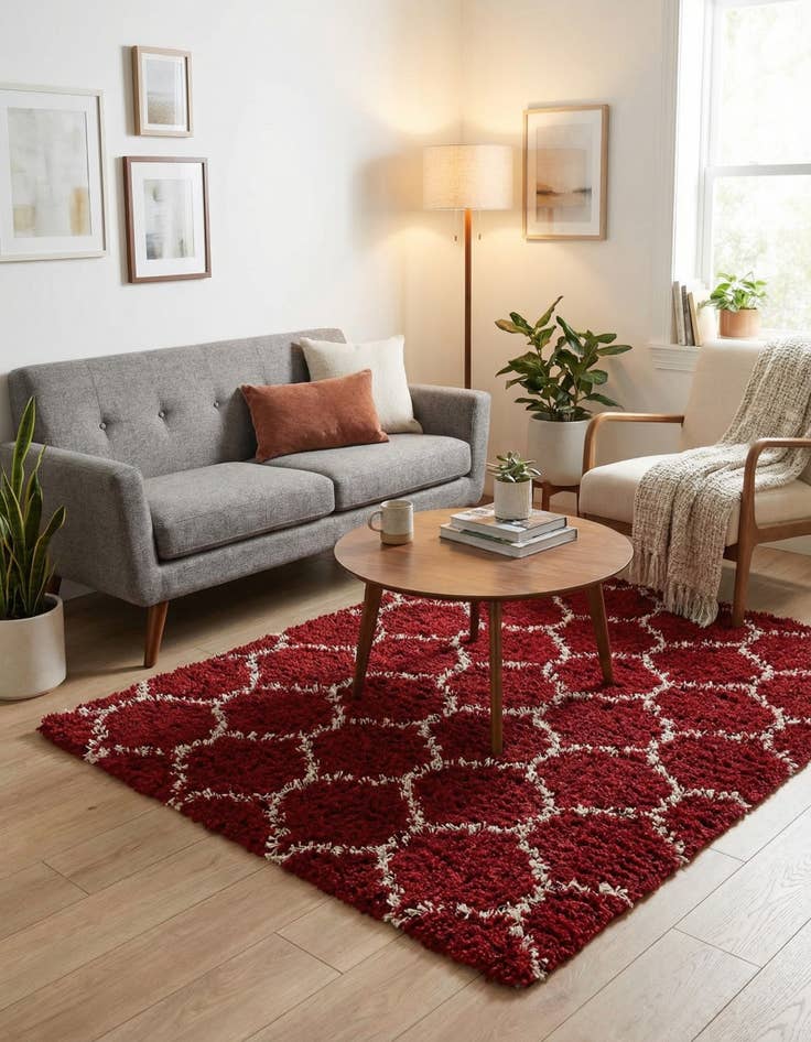 Detail image of  4' x 4' Lattice Shag Square Rug