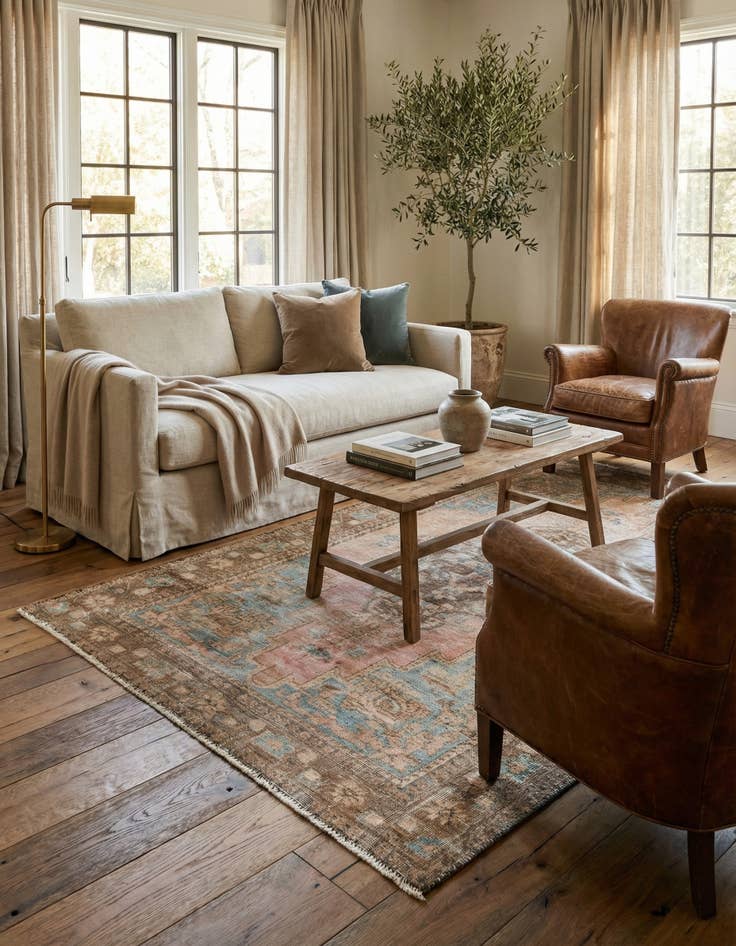 Detail image of 4' 2 x 7' 1  Hand Knotted Ultra Vintage Persian Wool Rug