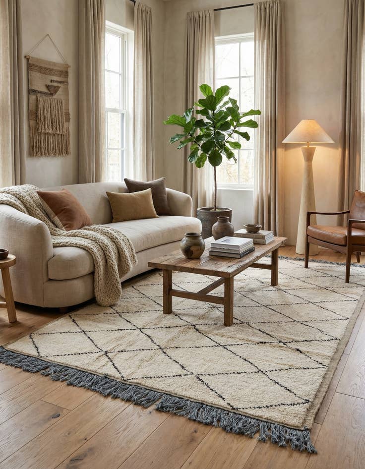 Detail image of 5' 9 x 9' 4  Hand Knotted Moroccan Wool Rug