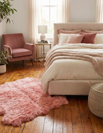 Pink Natural Sheepskin Square Rug