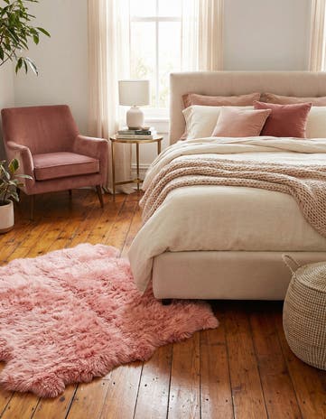 Pink Natural Sheepskin Square Rug