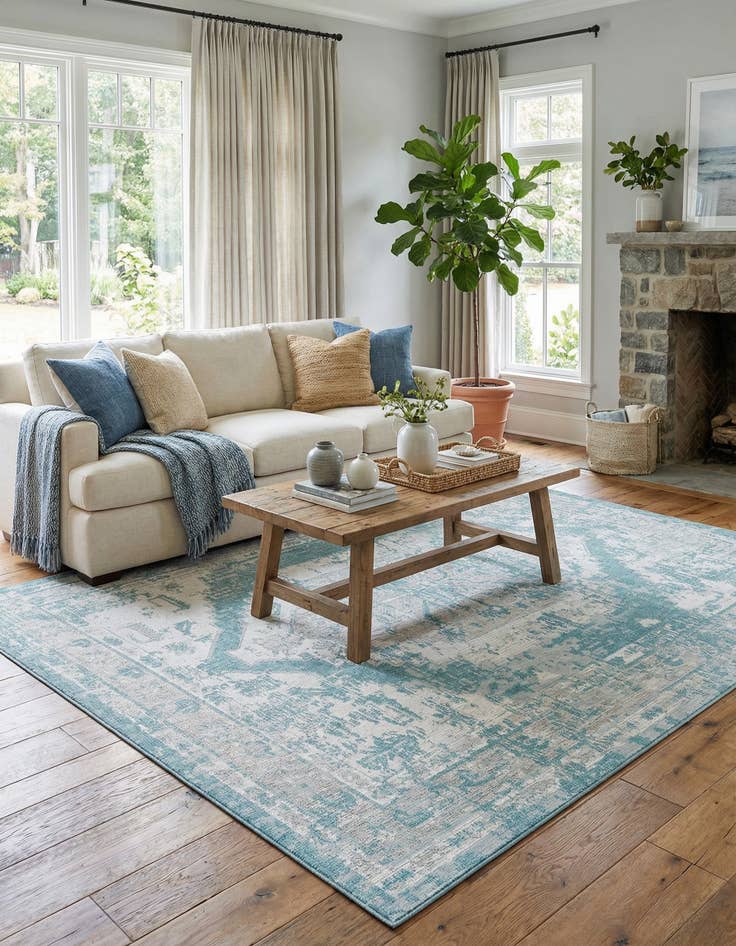 Detail image of 10' x 13'  Washable Traditional Indoor / Outdoor Rug
