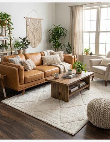 Ivory Lattice Shag Rug