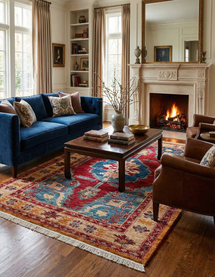 Detail image of 5' x 6' 10 Hand Knotted Ziegler Wool Rug