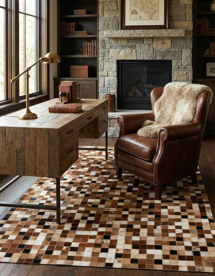 Detail image of  4' 1 x 5' 11 Cowhide - Patchwork Rug