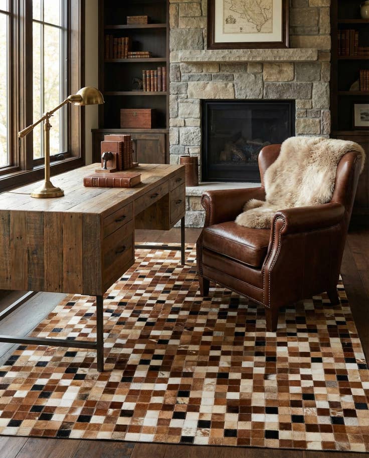 Detail image of 4' 1 x 5' 11 Cowhide - Patchwork Rug