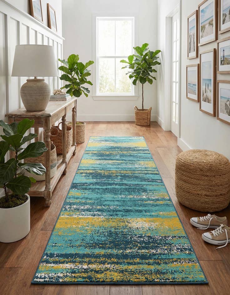 Detail image of 2' 7 x 10'  Washable Coastal Indoor / Outdoor Runner Rug