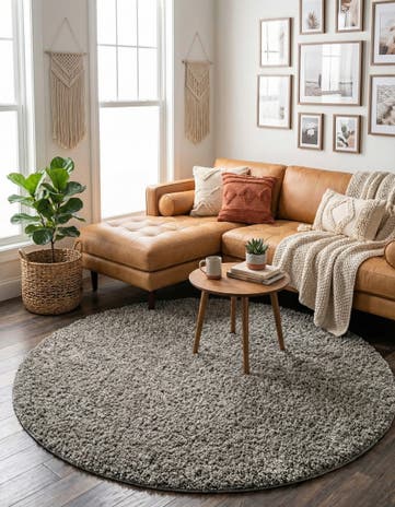 7' 10 x 7' 10 Solid Shag Round Rug