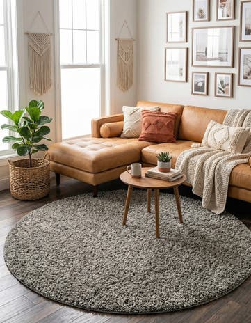 7' 10 x 7' 10 Solid Shag Round Rug